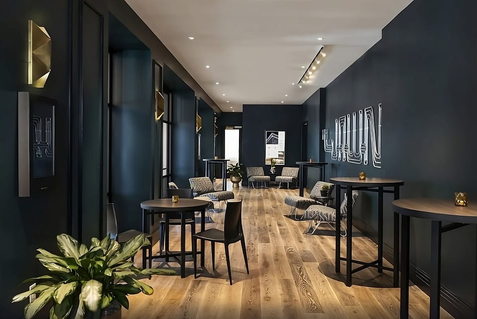 Unwind with cocktails in this moody, design-forward lounge.