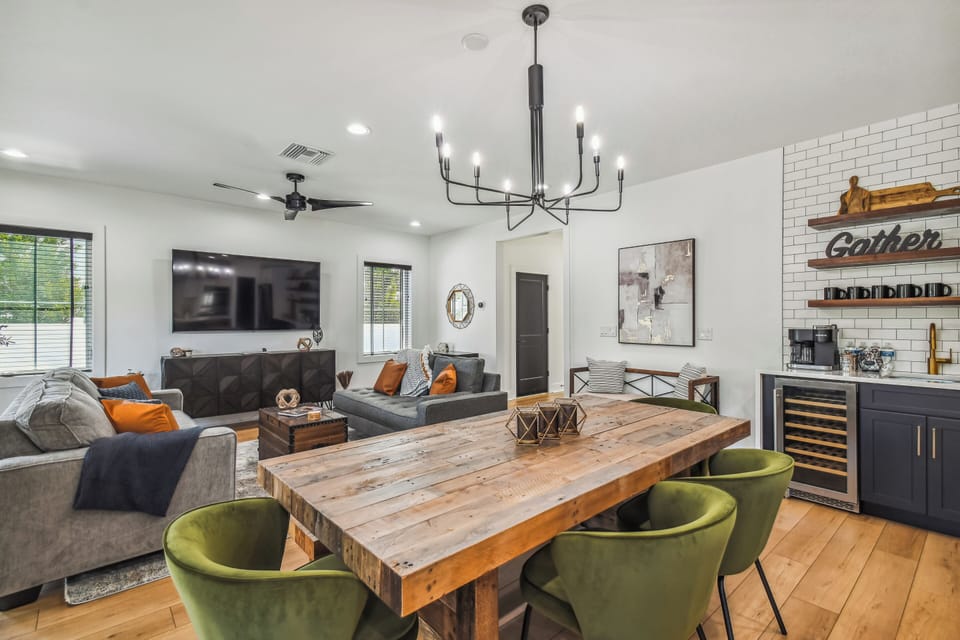 Open Concept, main floor living room, dining and kitchen