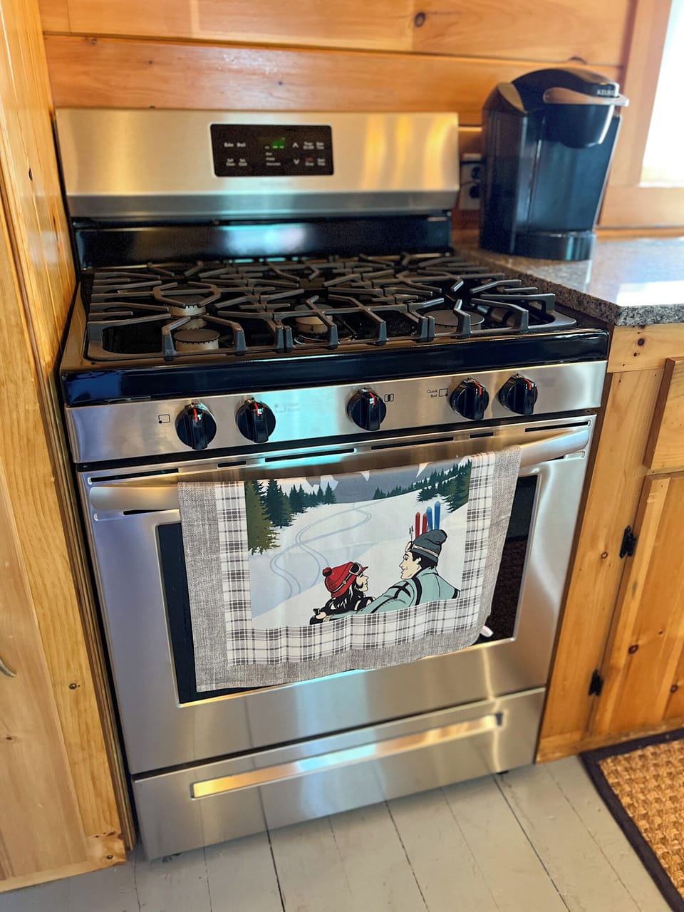 Tap into your inner chef on this brand new 5 burner stainless steel stove.  What's for dinner?