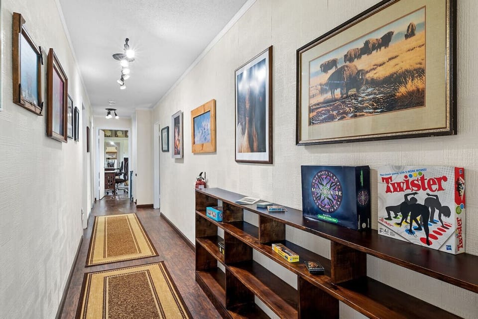 The hallway offers curated collection of board games!