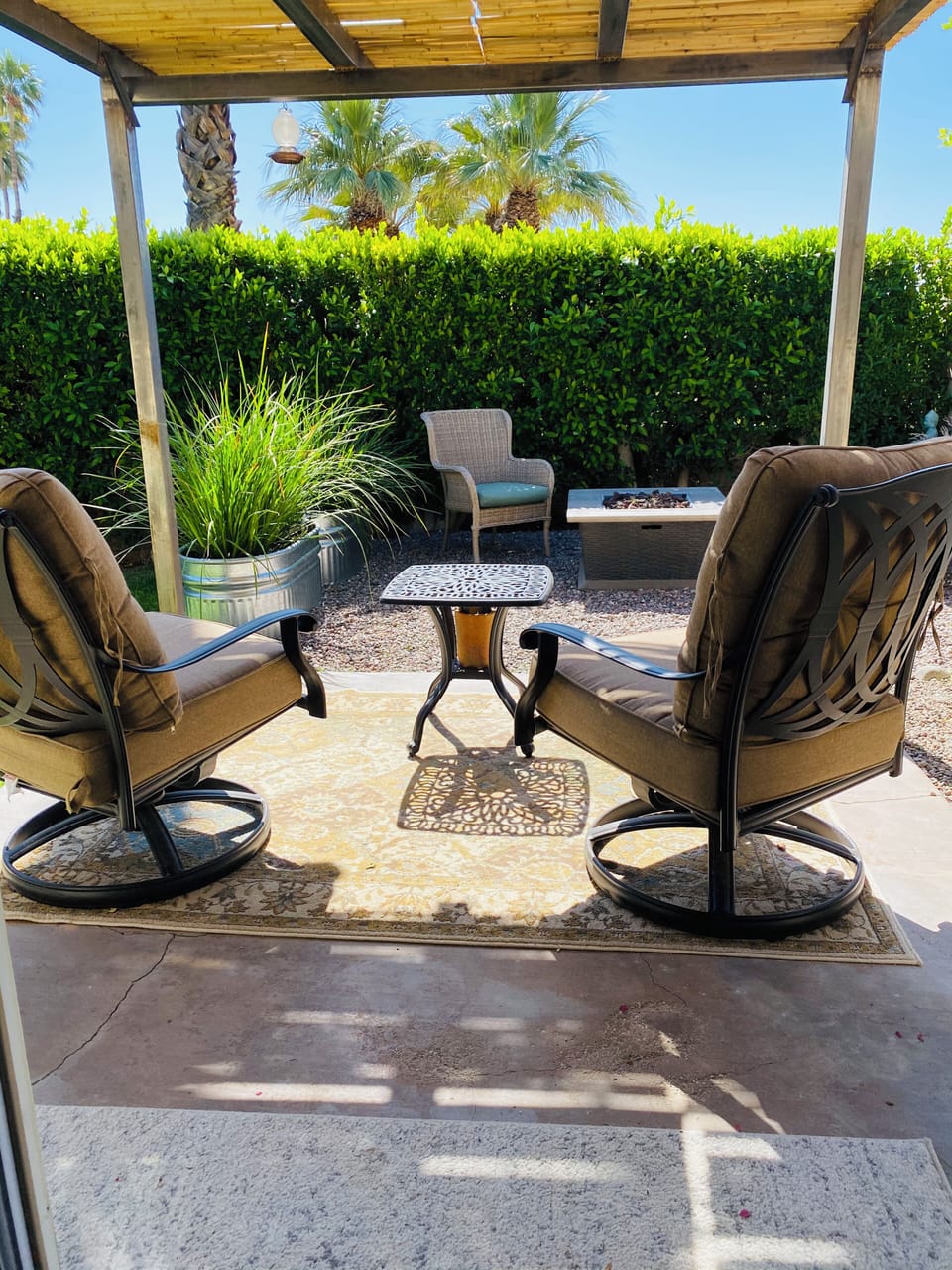 Outdoor private fire pit area