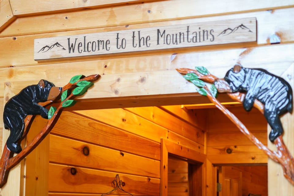 You'll see local artist, Johnny Watkins bear carvings inside and outside.