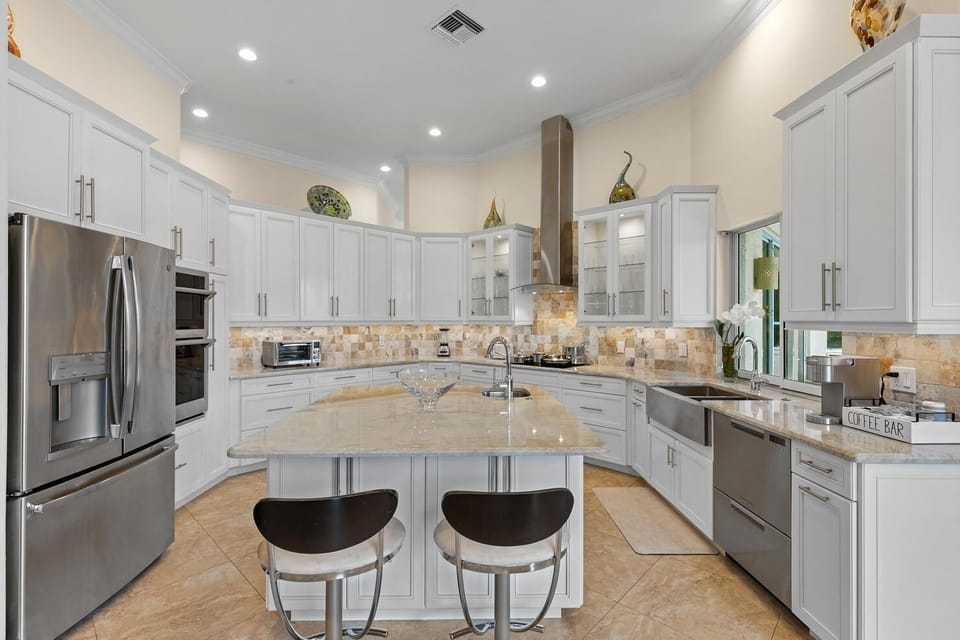 Gourmet kitchen island with counter seating