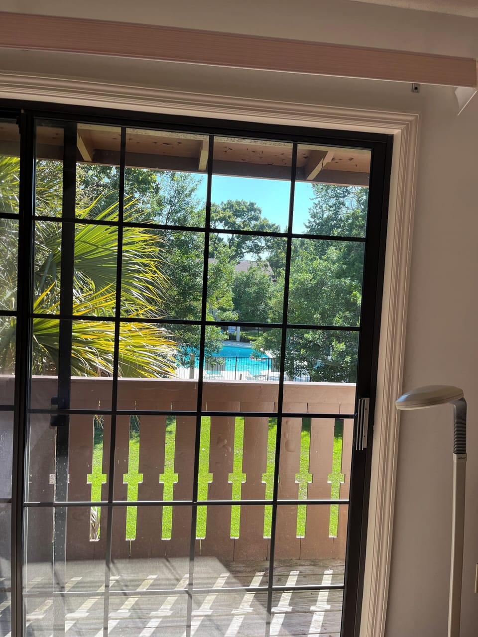 View of pool from bedroom