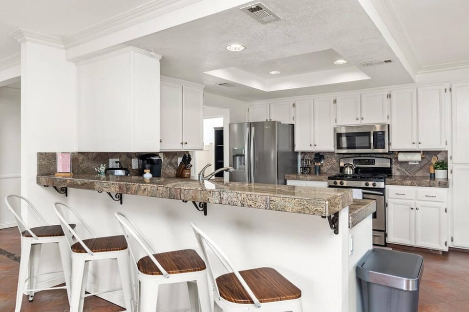 Semi-side view of kitchen