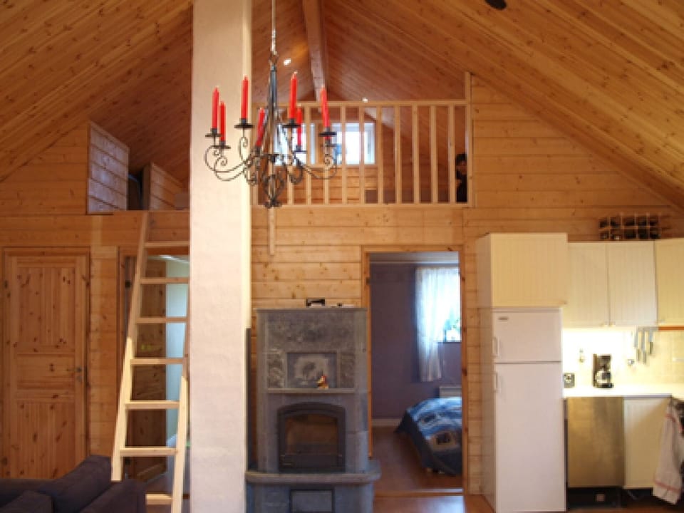 living area with open fire