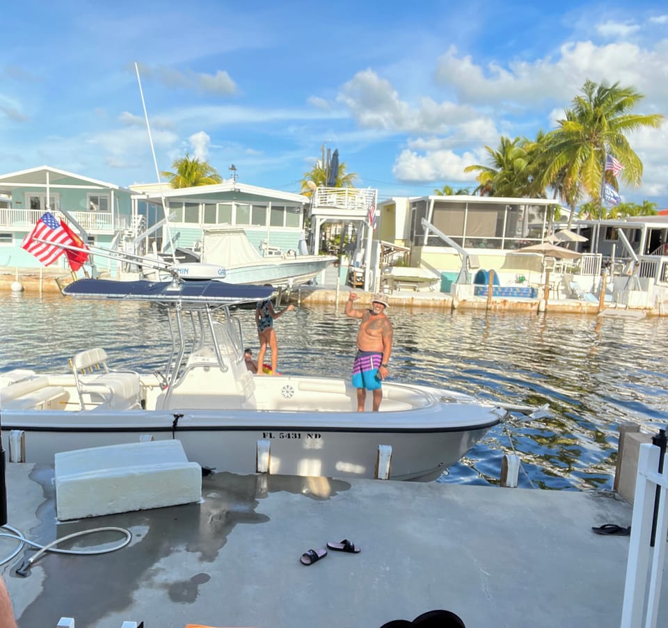 Boat docked on 40'  dock!
