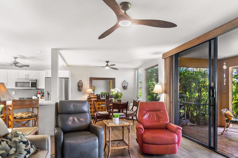 Two recliners for movie night or catching up on family phone calls.