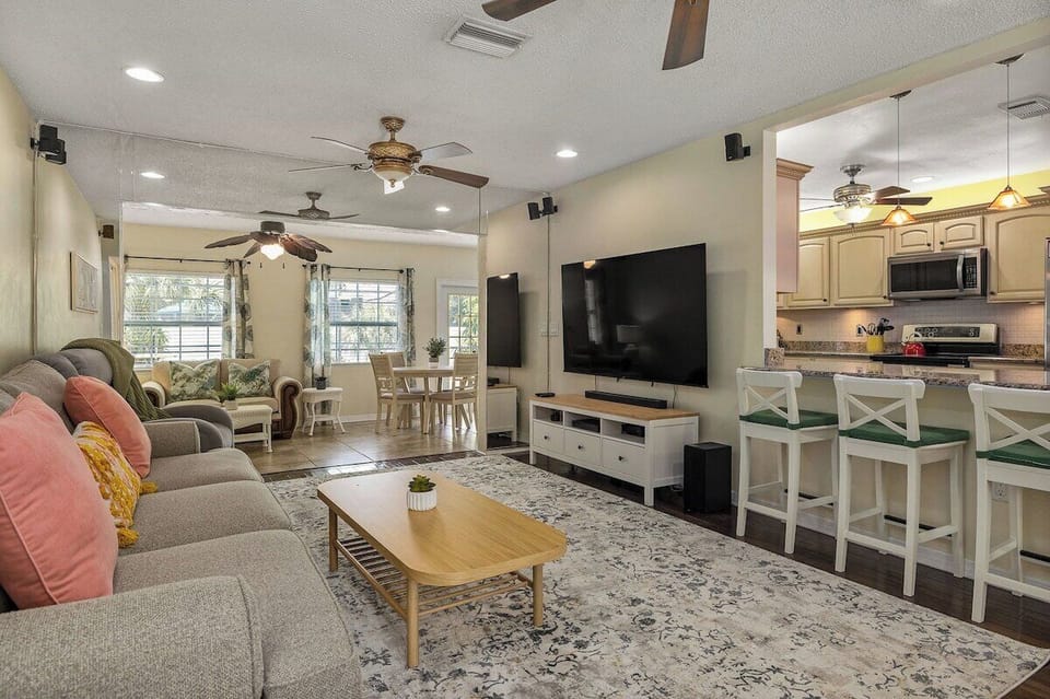 Living Room with 75 inch TV