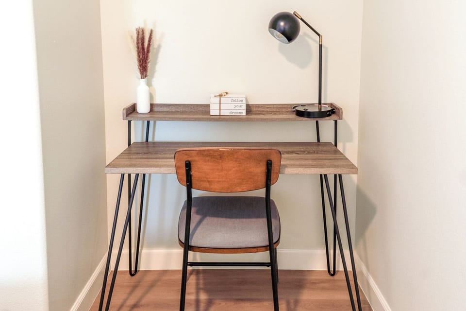 Dedicated work space in the guest bedroom