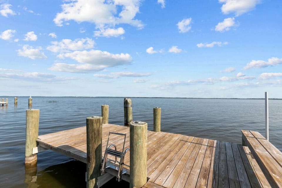 Ladder can be used to get into the lake from the dock. Bench seat is available on the dock.