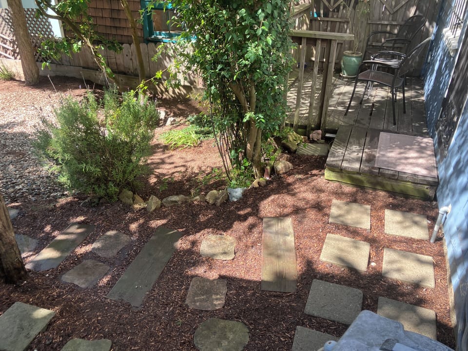 Private deck looking into shared garden