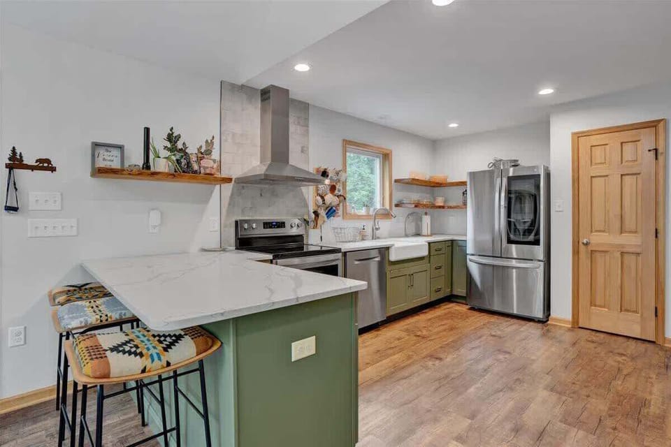 Spacious kitchen with stainless steel appliances