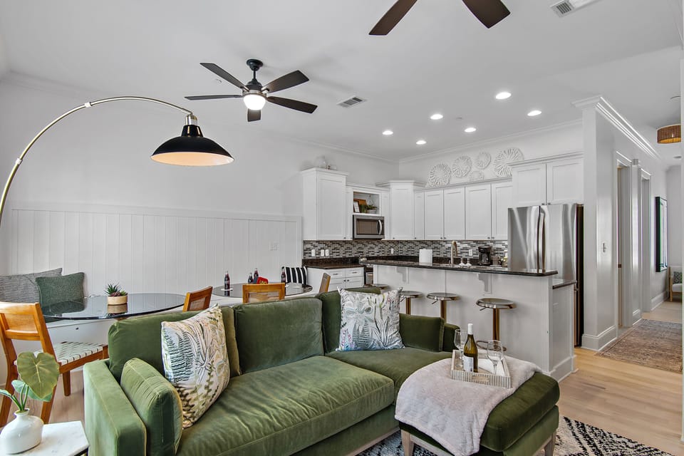 Living area that is open to kitchen