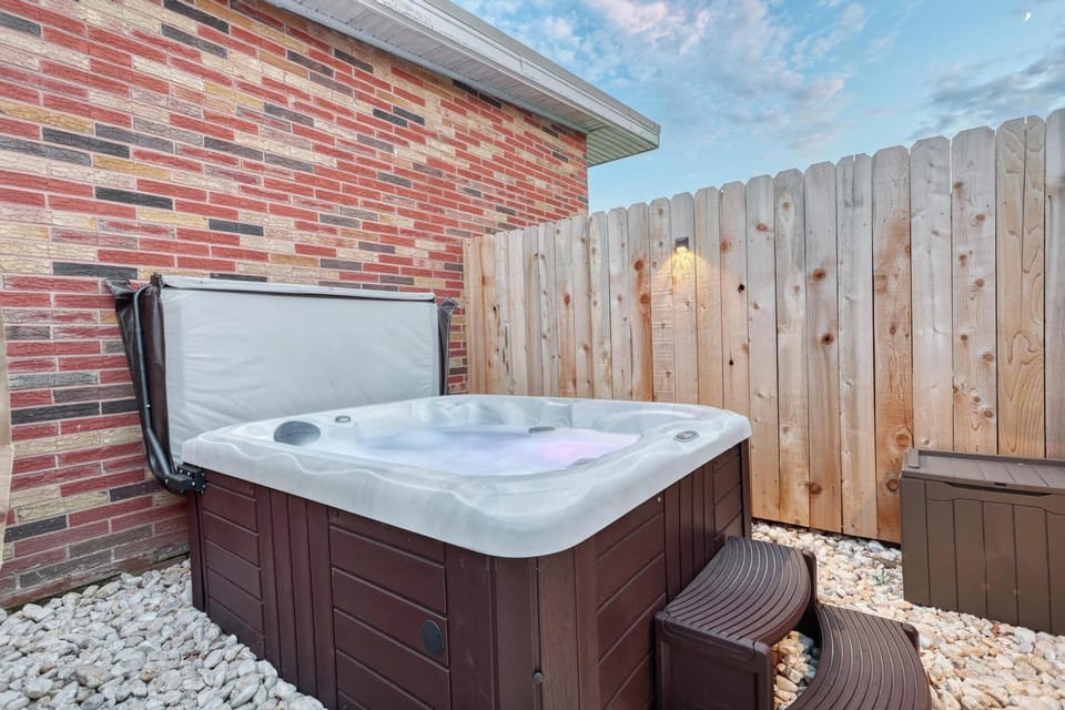 The hot tub and sauna are shared amenities for all guests of The Finney House.