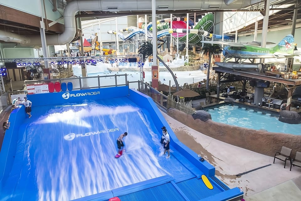 Feel the thrill of indoor surfing on the FlowRider waves.
