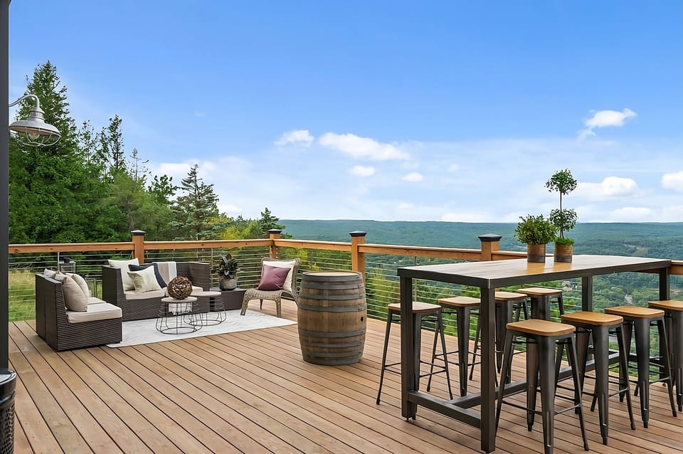 Unwind on the expansive deck with endless mountain views.