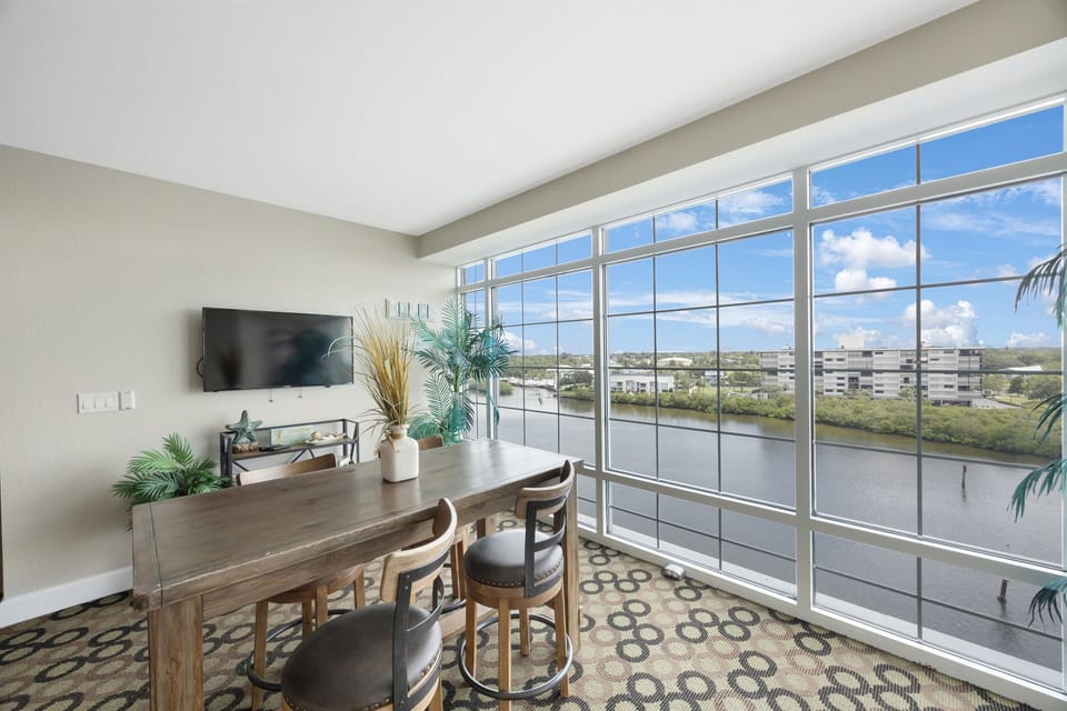 Second dining table seats 4 with view of intracoastal