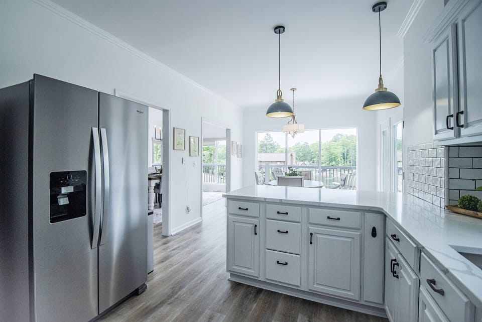 View from kitchen to eat-in kitchen table
