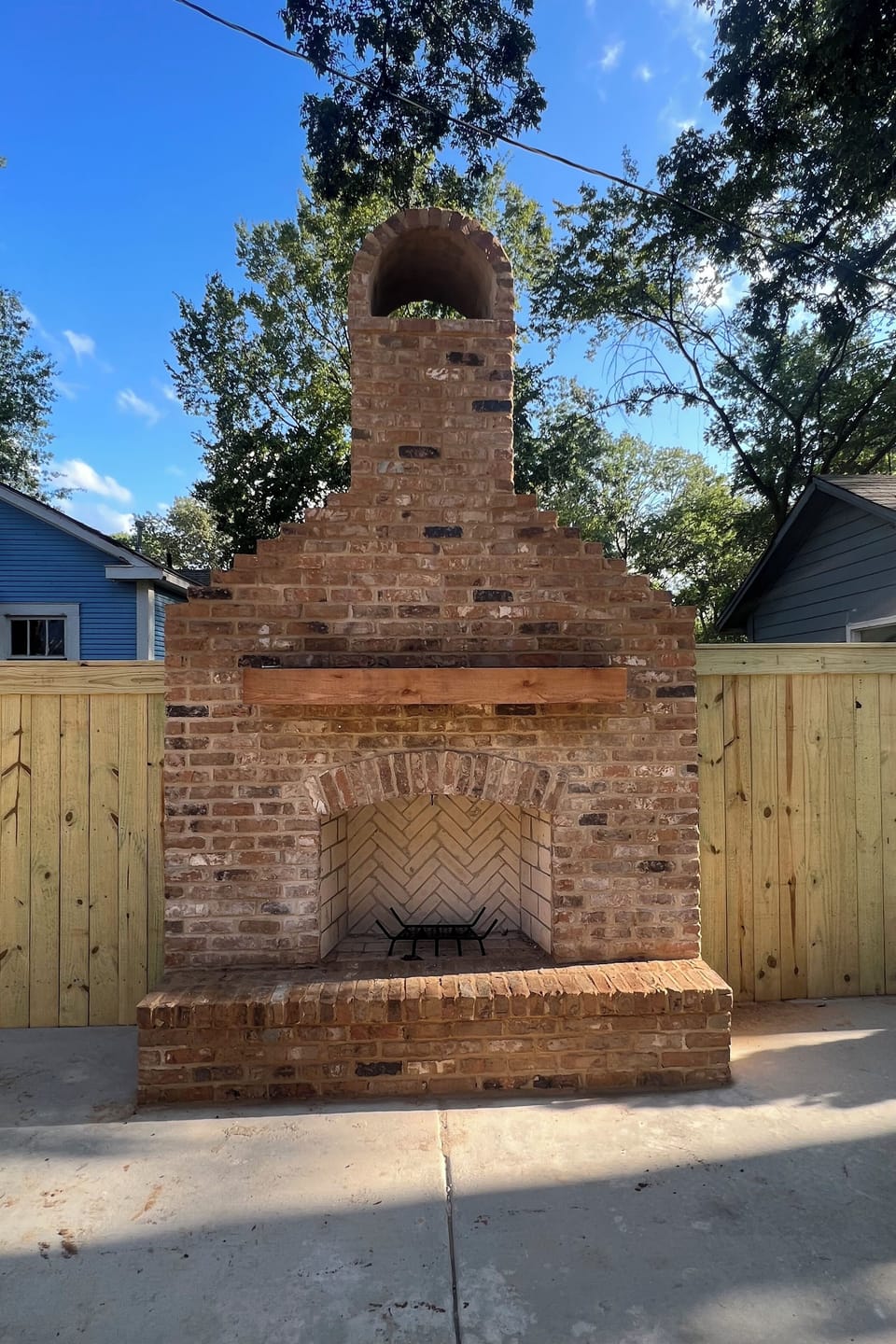 New custom wood burning fireplace for cozy nights on the patio
