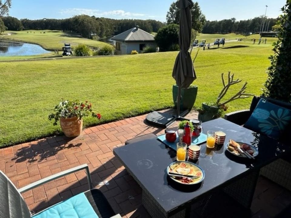 Breakfast on the lower patio