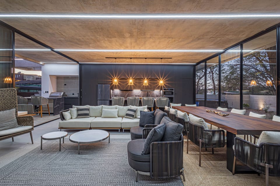 Modern living room in this Langosta villa, designed for comfort and seamless indoor living.