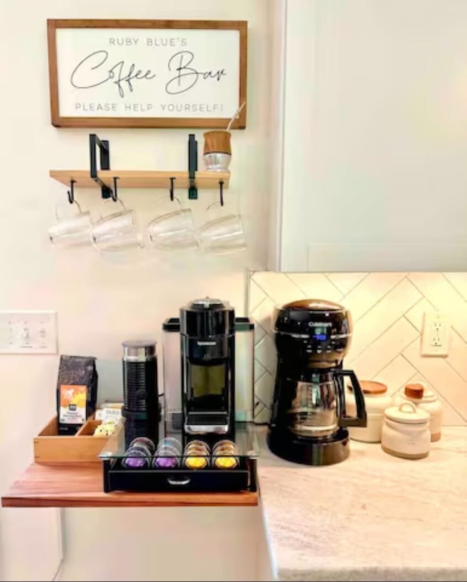 Enjoy an espresso, cappuccino, filtered coffee, or tea