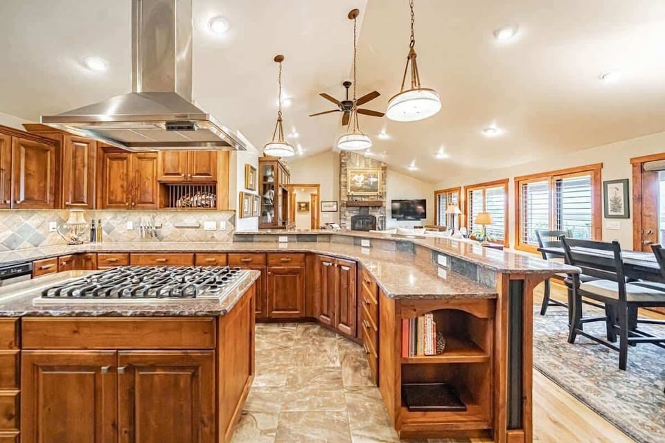 Open dining and kitchen area make for good conversations at meal time.