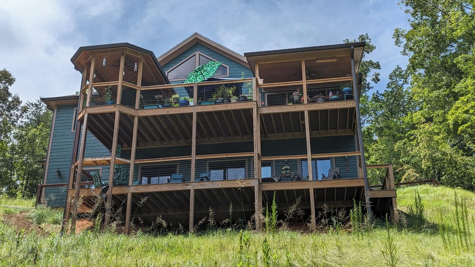 Lakeside of the house. You have the lower deck. 