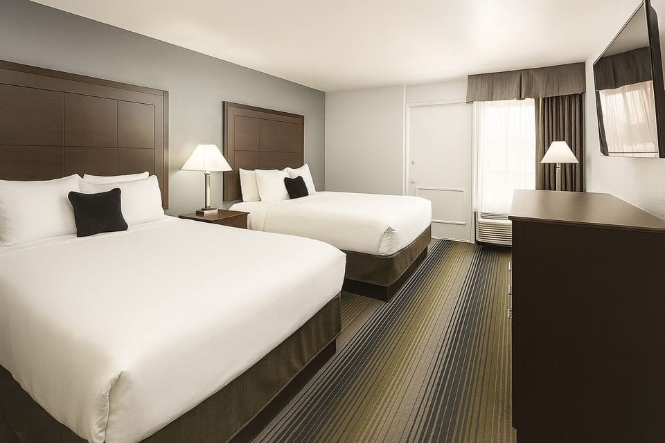 Unwind instantly in bright double beds with plush linens.