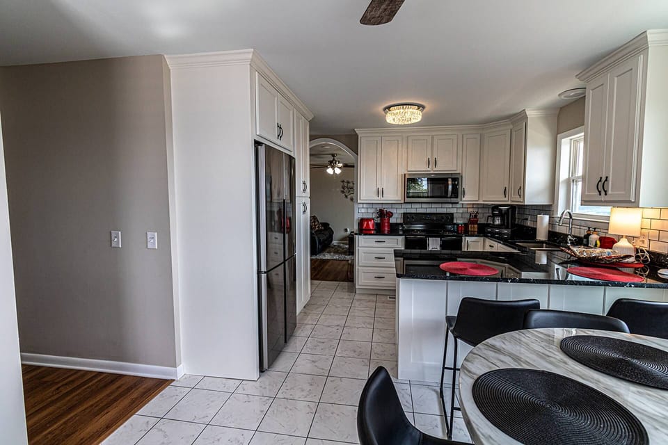 Spacious and fully stocked kitchen