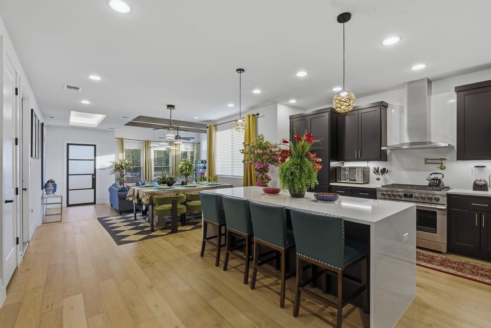 The spacious kitchen, dining and living room at the 1st floor.  
