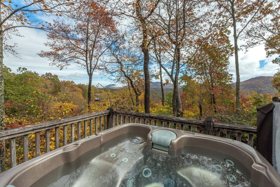 Fall foliage views from the hot tub