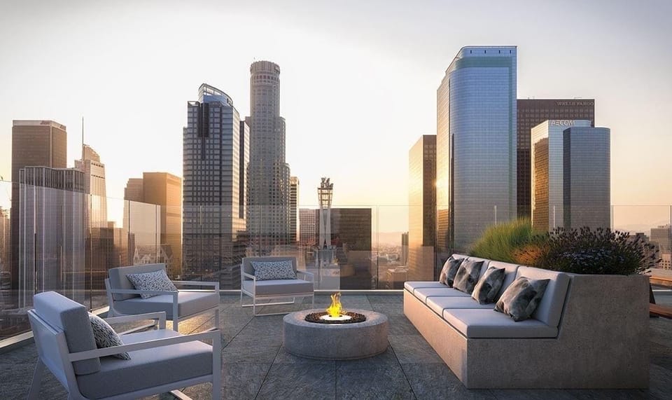 Rooftop Outdoor Terrace Fire Pits W/ Furniture Set