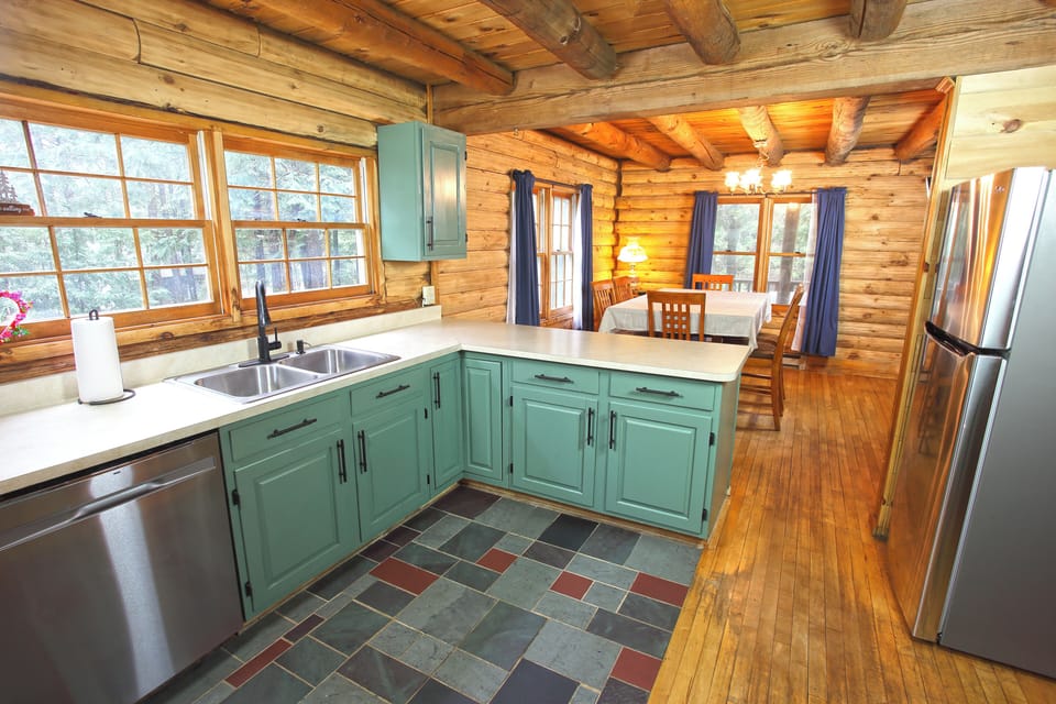 Fully stocked kitchen.