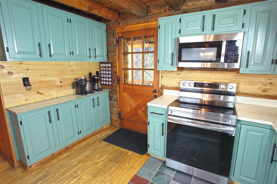 Fully stocked kitchen.