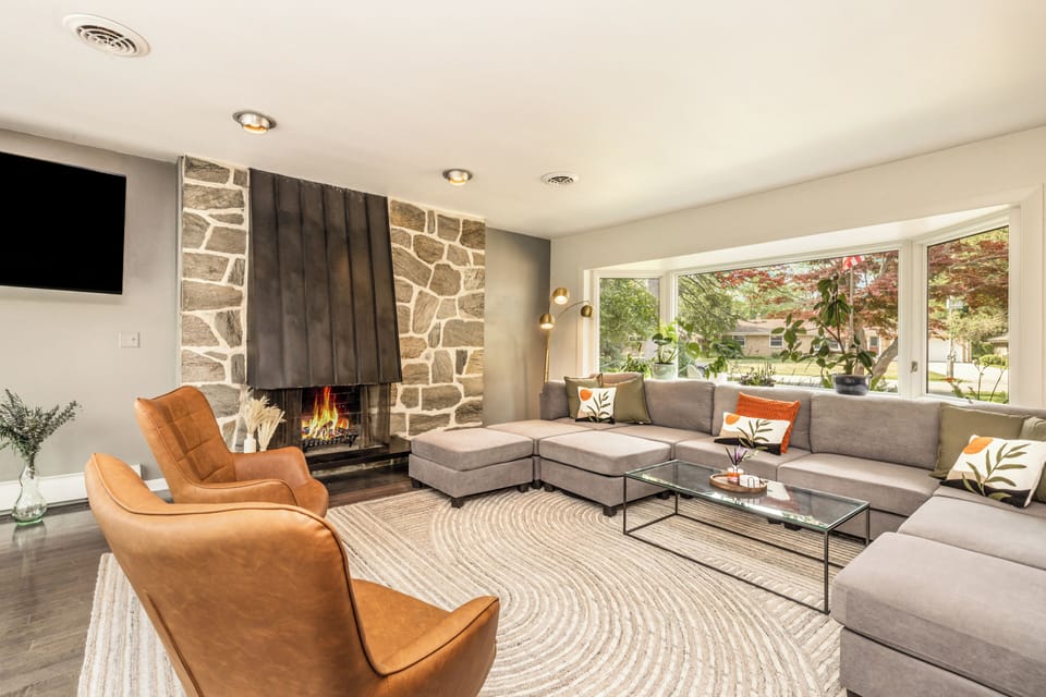 Cozy living space with fireplace for relaxing nights