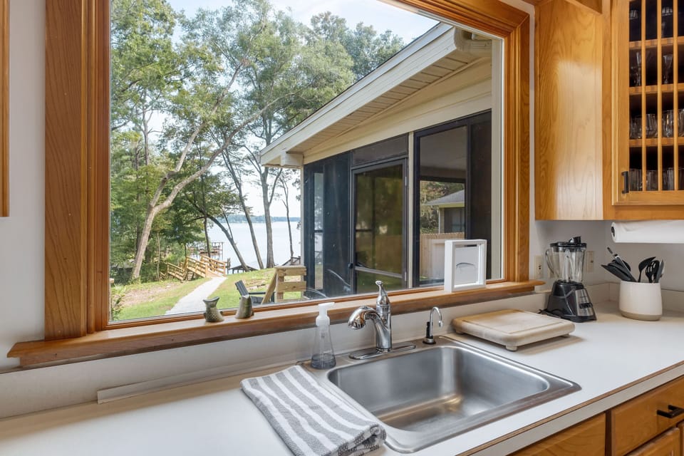 Kitchen window with view of lake