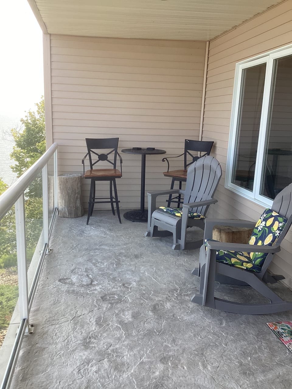Private balcony with seating for 6