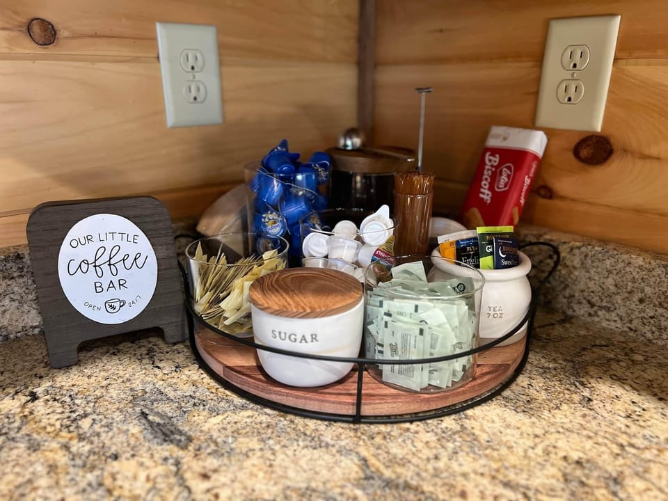 Coffee bar with all the fixings in the kitchen