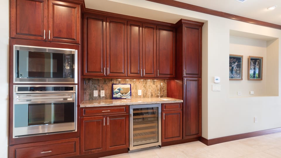 High-end appliances, including wine fridge