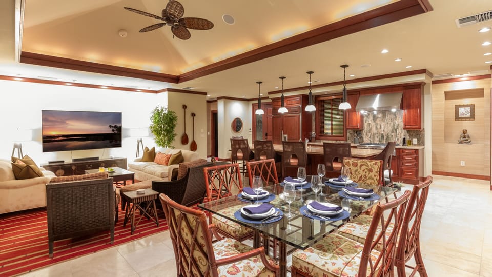 Easy access to the dining room table from the kitchen