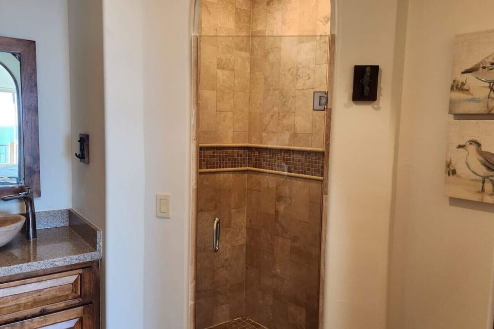 Stand up shower in guest bathroom