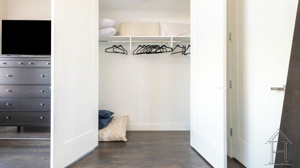 Large closet with ample space for luggage.