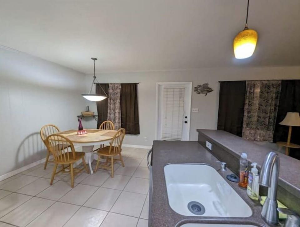 kitchen and dining area 