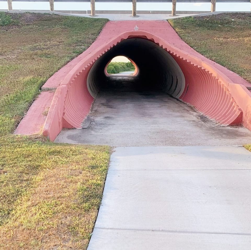 Tunnel access towards beach (Golf cart, biking or walking)