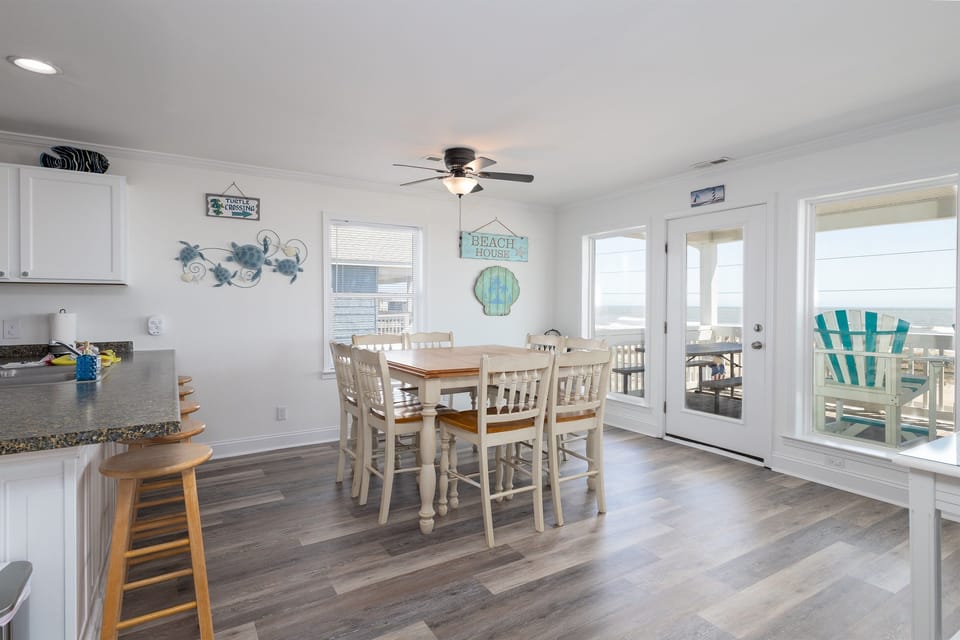 Dining area views of the beach