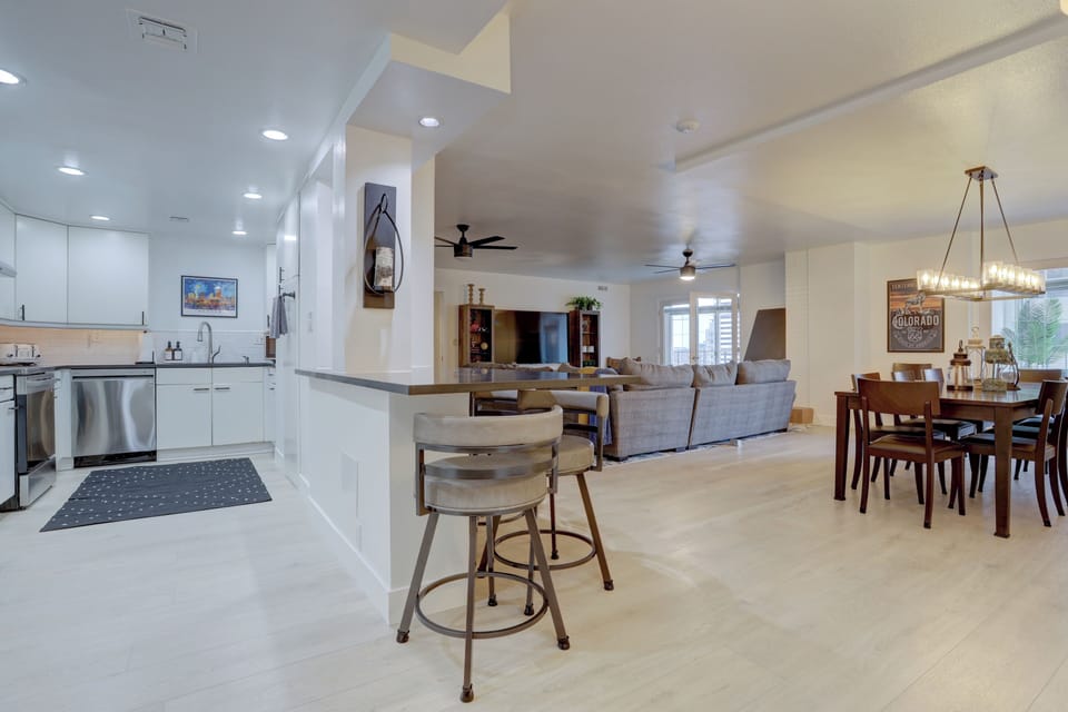 Kitchen, dining and living spaces