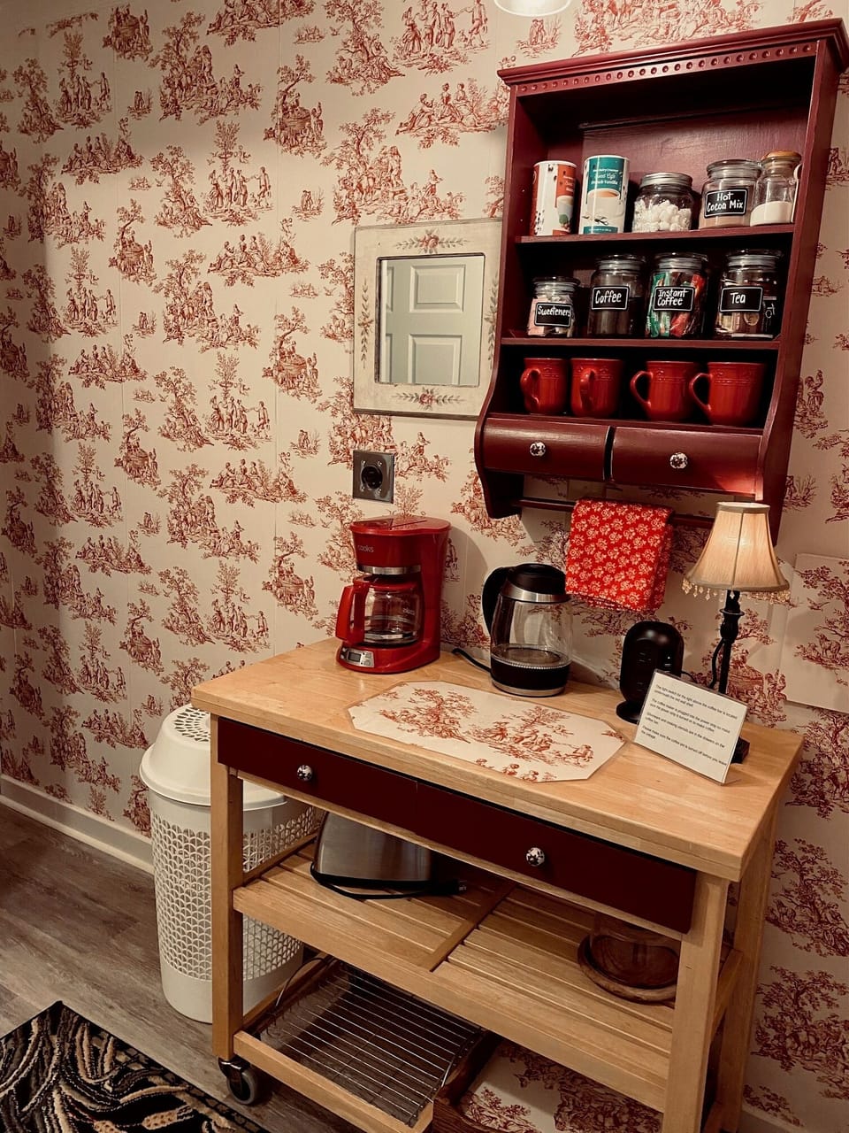 Enjoy the fully stocked coffee/ tea bar. 