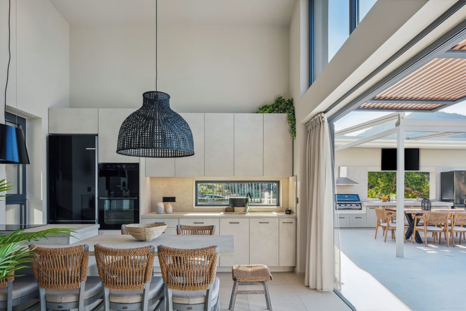 The fully equipped kitchen is a culinary dream, complete with high quality appliances and everything you need to create a homemade meal
